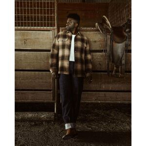 Flint and Tinder The Heritage Wool Jacket Chocolate Brown Plaid Men's Size XL